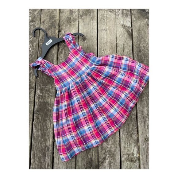 Ralph Lauren Cotton Madras Plaid Jumper dress Sz 12 Month - Picture 1 of 10